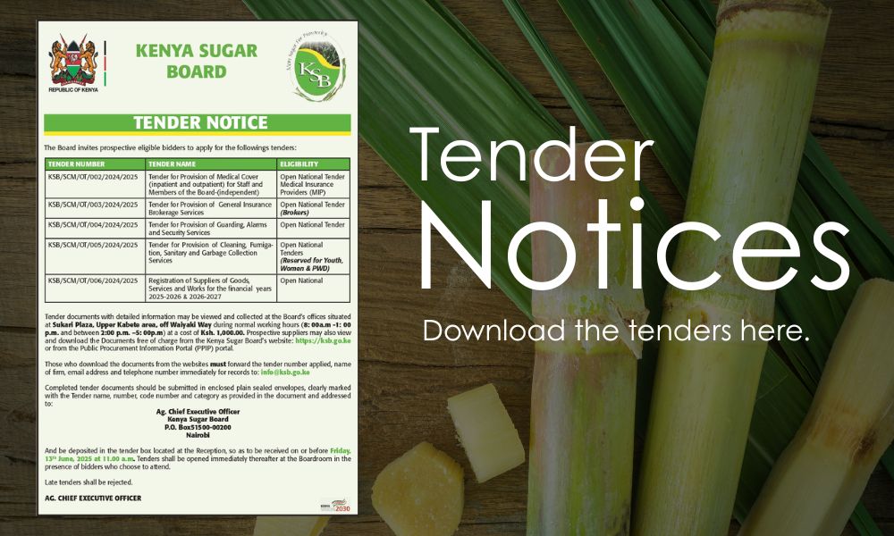 Kenya Sugar Board – Tender Notices for FY 2024/2025 and Supplier Registration for 2025–2027