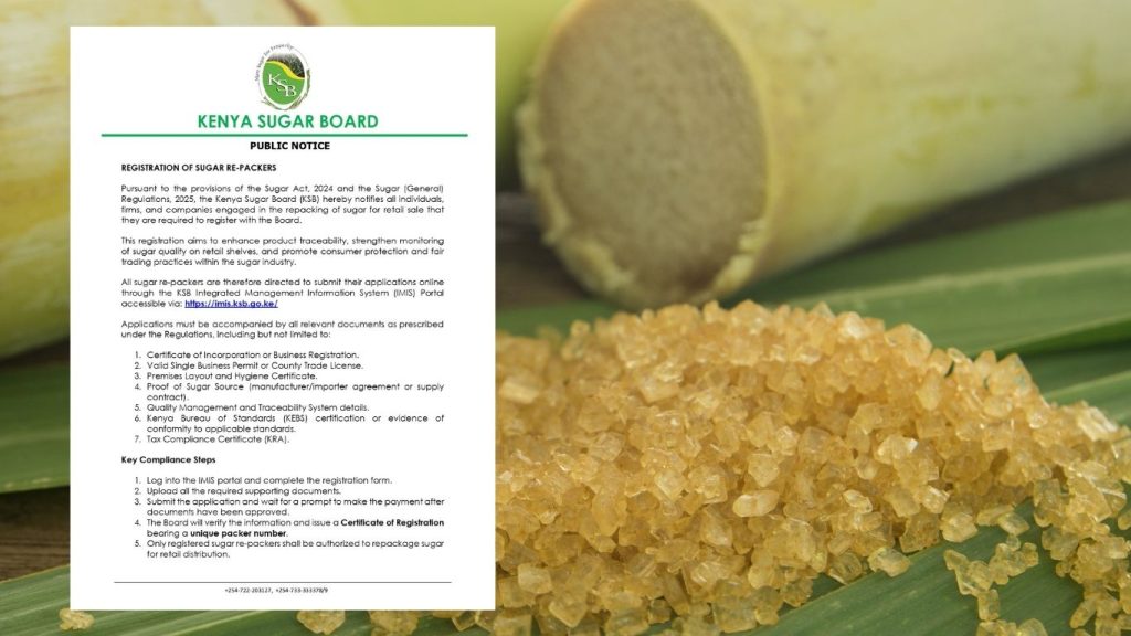 PUBLIC NOTICE : REGISTRATION OF SUGAR RE-PACKAGERS