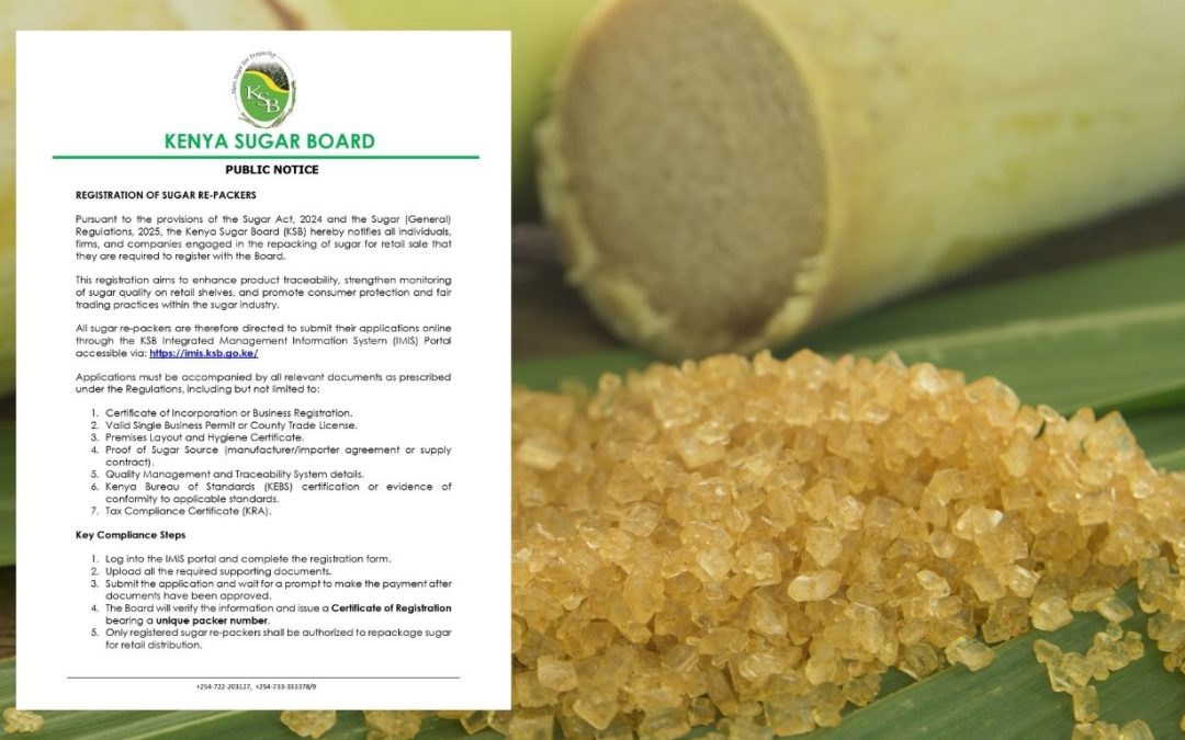 PUBLIC NOTICE : REGISTRATION OF SUGAR RE-PACKAGERS