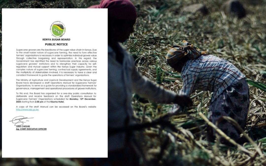 PUBLIC NOTICE!! PUBLIC PARTICIPATION ON THE DRAFT OPERATIONS MANUAL FOR SUGARCANE FARMERS' ORGANIZATIONS