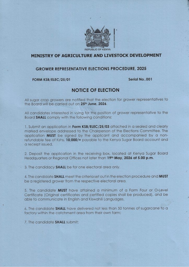 GROWERS ELECTION NOTICE